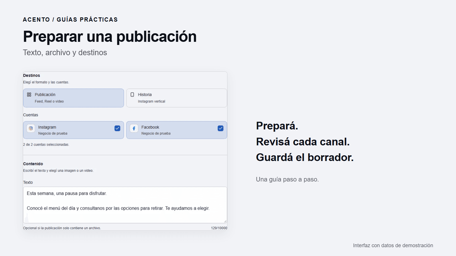 Cómo preparar una publicación en Acento